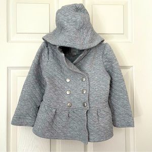 Gymboree Gray Hooded Little Girls Cotton Peacoat Coat 4 Toddler